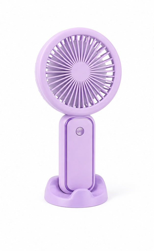 Mini USB Rechargeable Fan – 3 Speed Modes, Handheld & Desktop Stand Fan