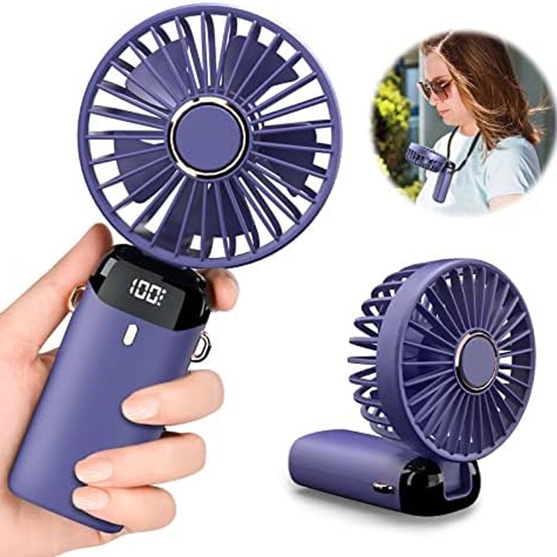 Mini LED Digital Display Rechargeable Fan – Portable Handheld Cooling Fan