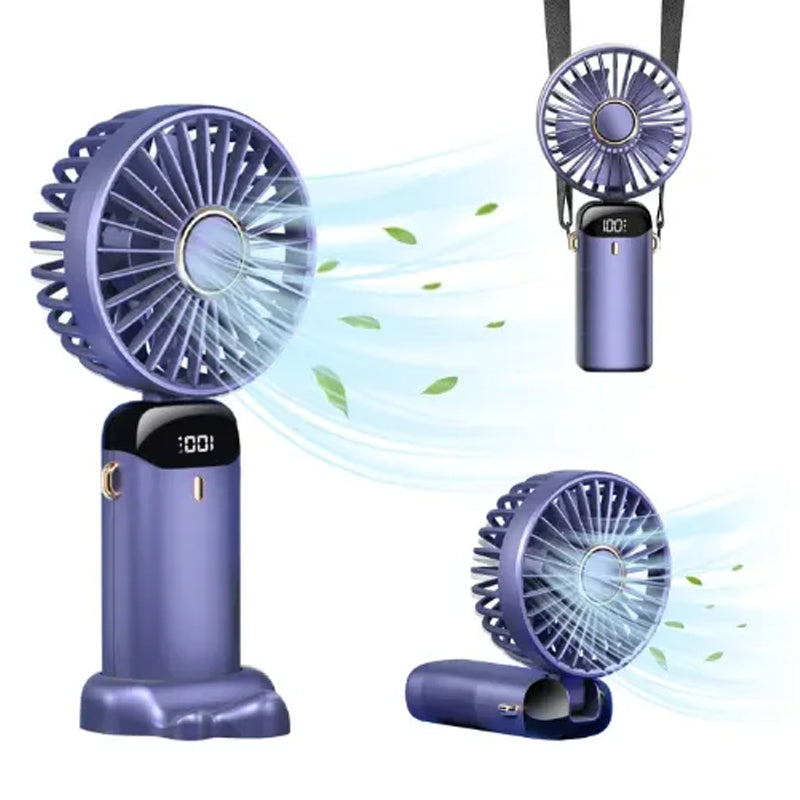 Mini LED Digital Display Rechargeable Fan – Portable Handheld Cooling Fan